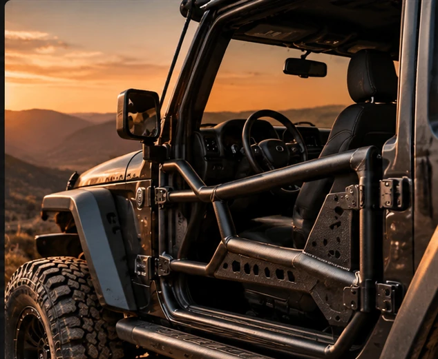 Puertas tubulares metálicas para vehículos todoterreno 4x4.